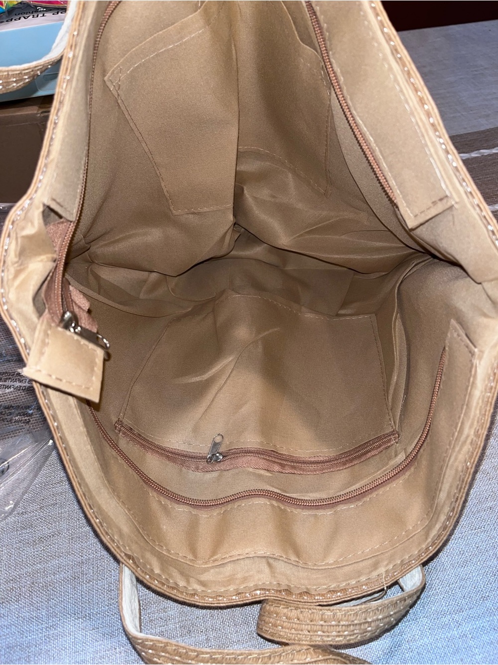 Everyday Natural Straw Tote Bag - Beige Shoulder Tote - Picture 6 of 8